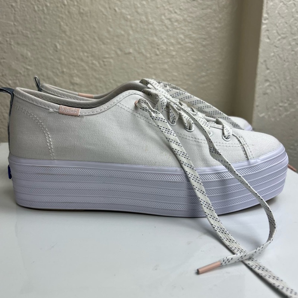 Keds White Platform Canvas Sneakers 6.5